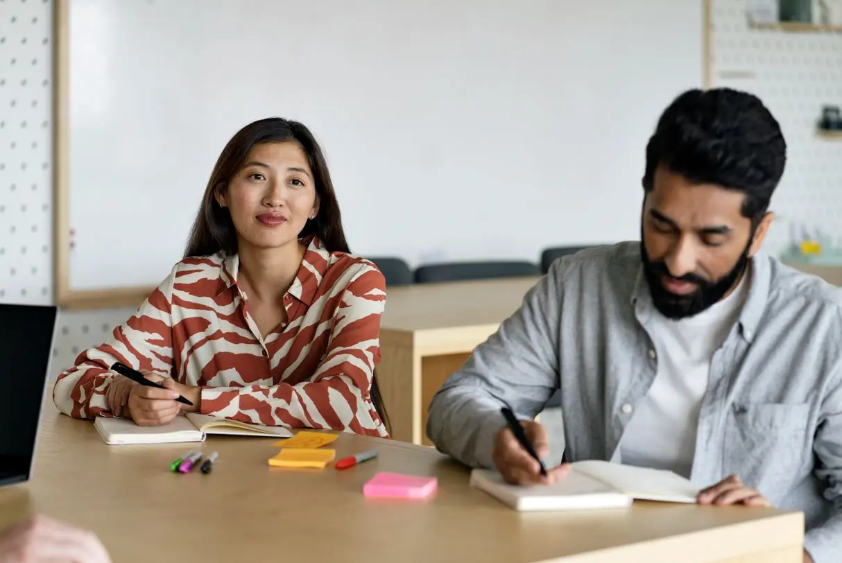 Kandidaten volgen een workshop